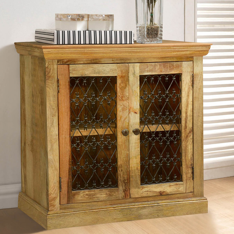 Bellevue Twisted Hearts Grille Mango Wood Freestanding Storage Cabinet   Traditional   Accent Chests And Cabinets   by Sierra Living Concepts Inc  Houzz