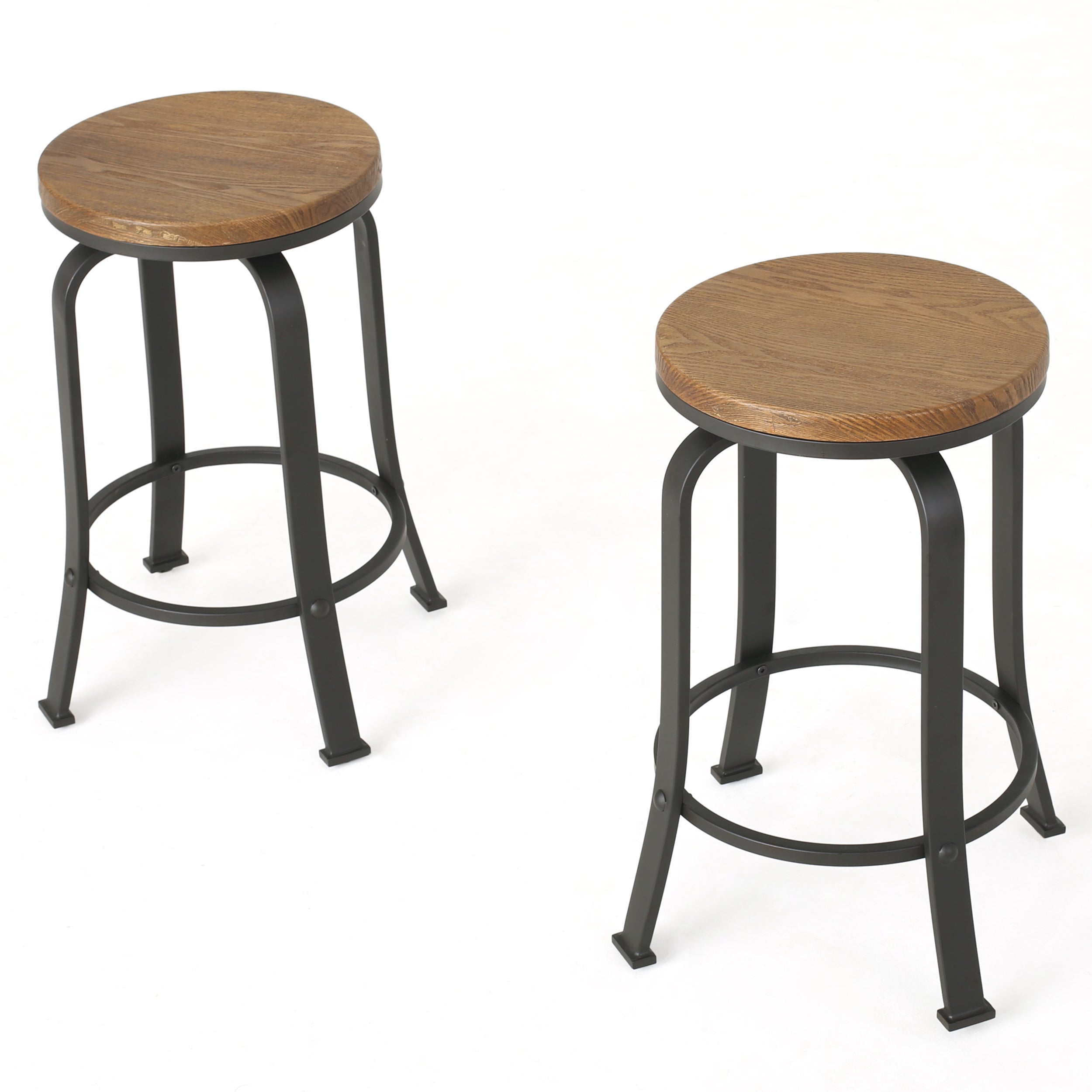 Cassum Modern Industrial Swiveling Counter Stool (Set of 2)