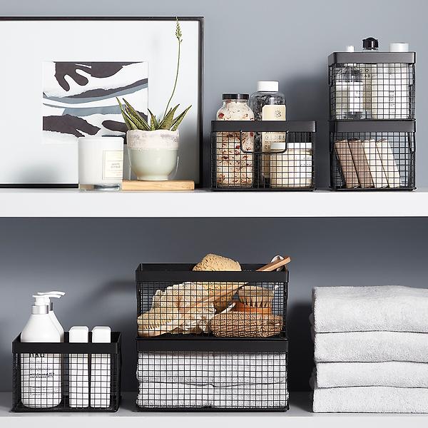 Design Ideas Black Wire Grid Storage Bins