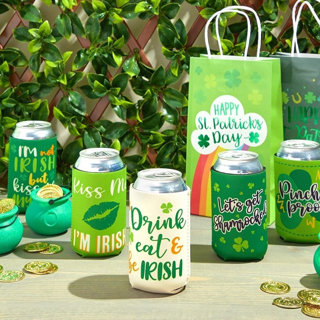 Sparkle And Bash 12 Pack Can Cooler Bottle Holder For St Patrick Day Party 2 5 X 4 3 In