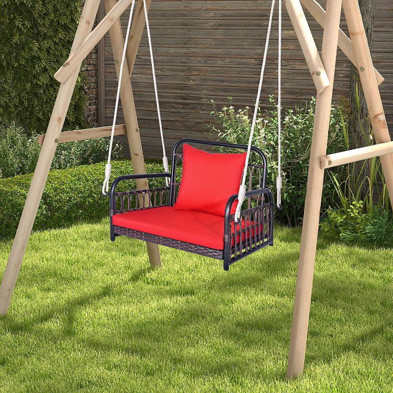 Patio Rattan Porch Swing Hammock Chair With Seat Cushion