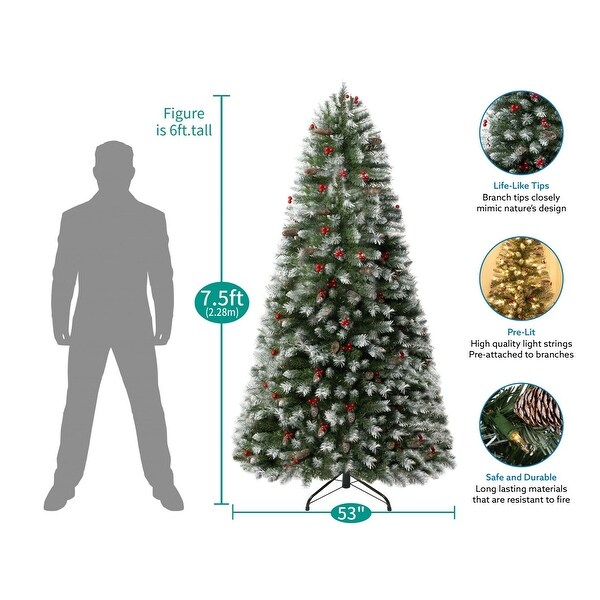 Vancouver Artificial Christmas Tree，Prelit Christmas Tree，PreDecorated Spruce Christmas Trees with Tips and Lights