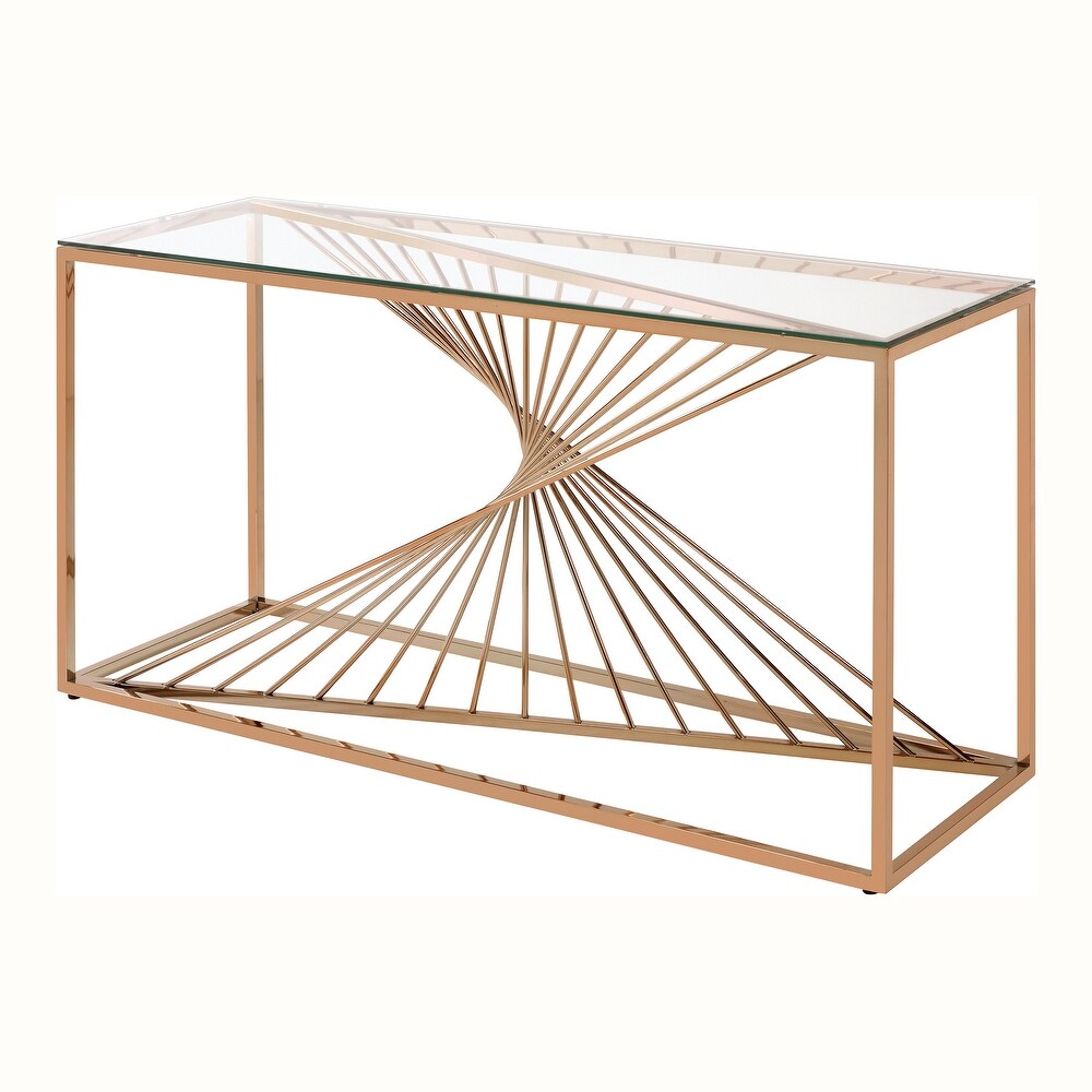 Anjah Contemporary Gold 47 inch Sofa Table with Glass Top by Furniture of America