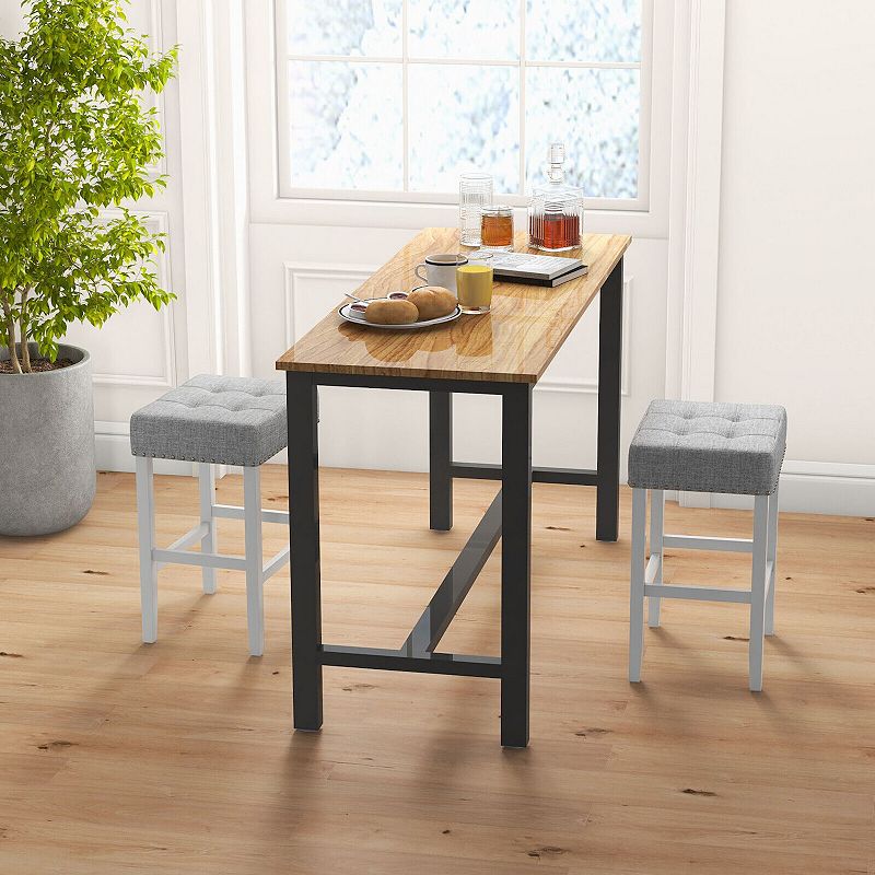 2 Pieces Counter Height Bar Stools with Sponge Padded Cushion