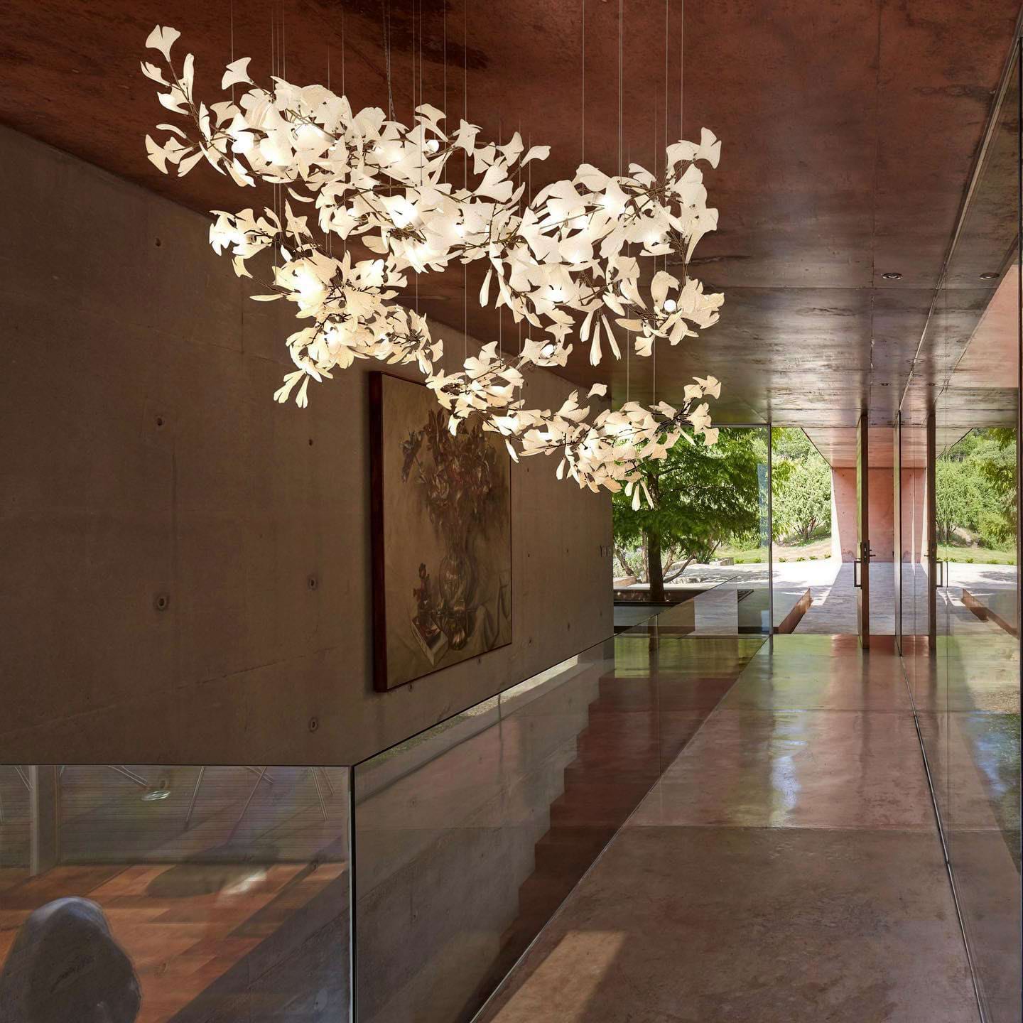 Gold White Leaves Combination Gingko Chandeliers