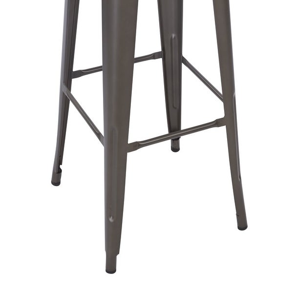 30inch Stackable Metal Stool， Set of 4， Include 4 Stools Gunmetal Color， Backless Style