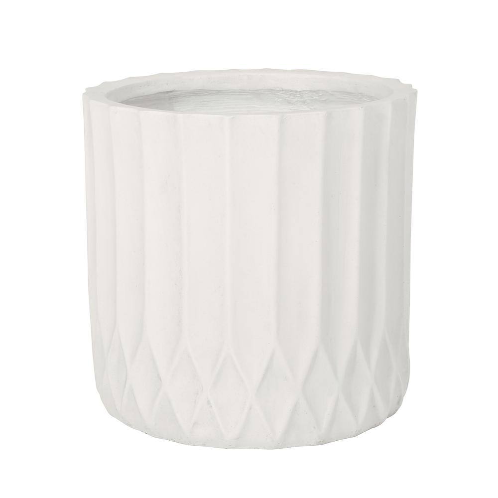 Noble House Gilmanton 12.5 in. and 10 in. Tall Antique White Lightweight Concrete Outdoor Planter Set (2-Packs) 107706