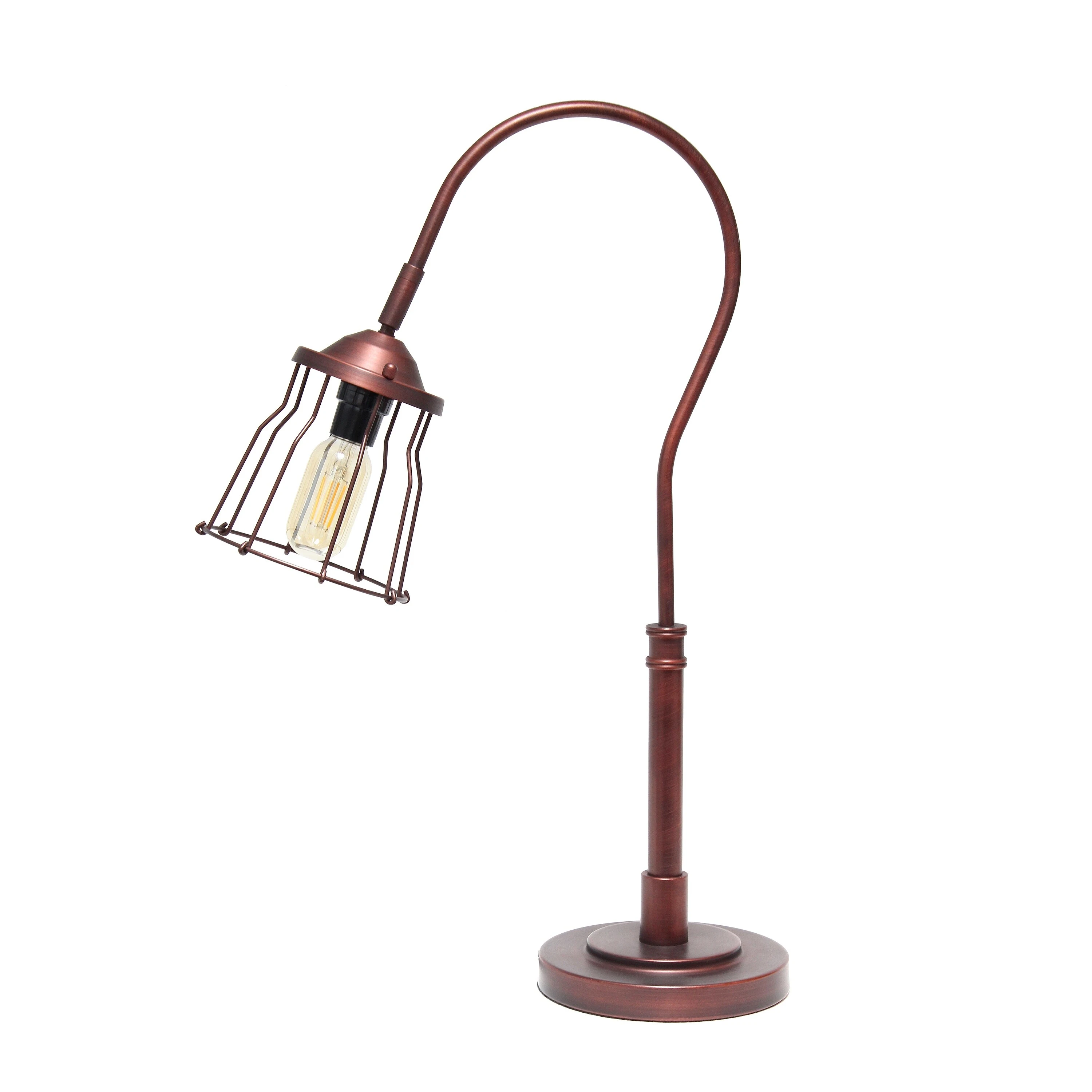 Lalia Home Rustic Caged Shade Table Lamp， Red Bronze