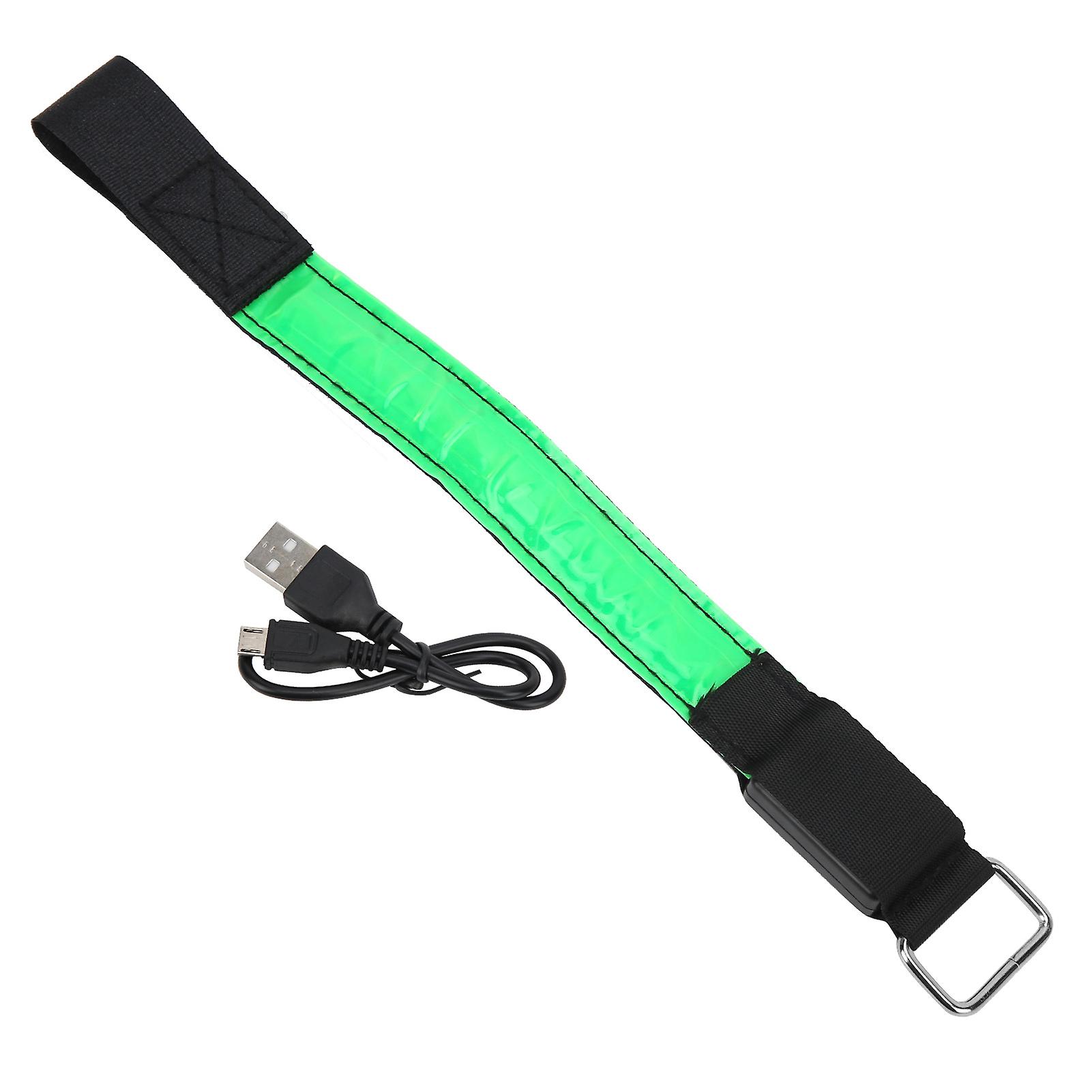 Outdoor Night Run Armband Light With Led Rechargeale Lattice Light Reflective Lattice Bandgreen