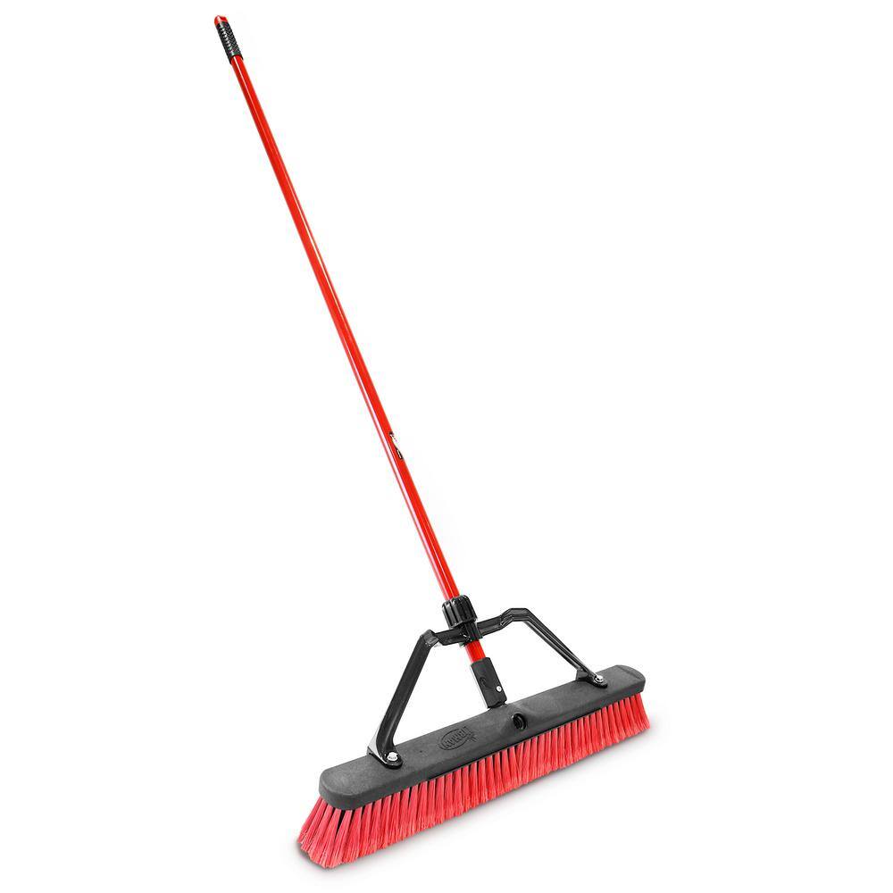 Libman 24 in. Multi-Surface Push Broom Set with Brace and Handle 823