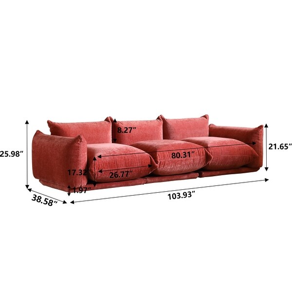 3-Seats Sectional Sofa Chenille Fabric Sofa Lounge Couch