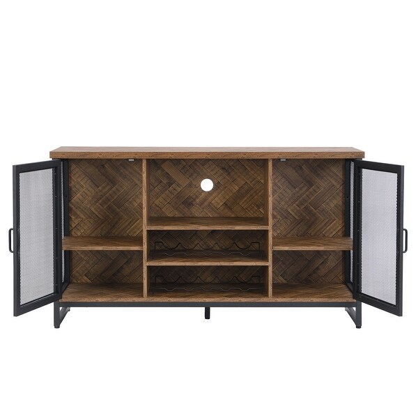 Wine Bar Cabinet for Liquor and Glasses， TV Stand and Media Entertainment Center Console Table