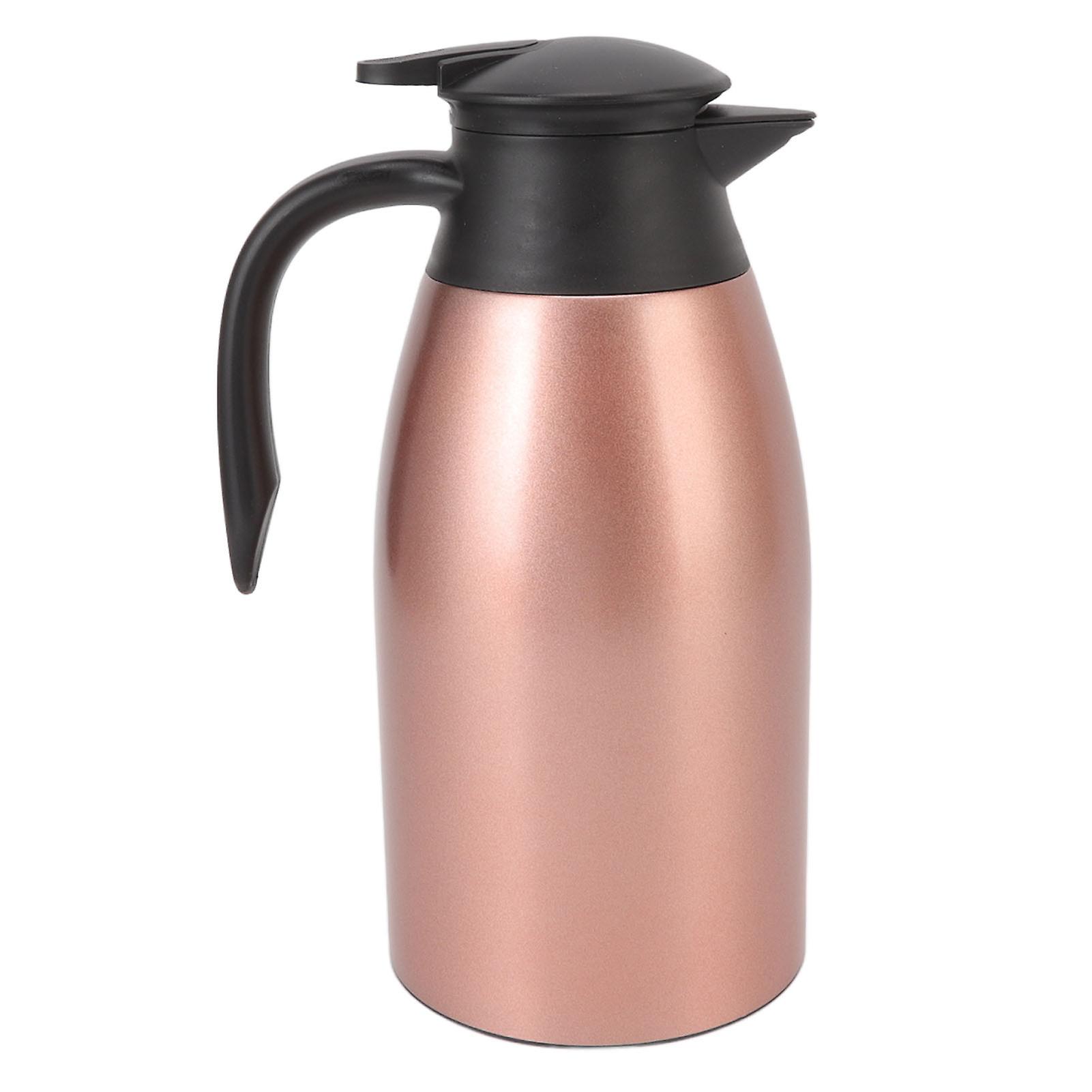 Tea Vacuum Pot 304 Stainless Steel Leakproof Lid 2L Capacity Portable Handle Easy Cleaning Coffee Insulated Vacuum Dispenser Rose Gold