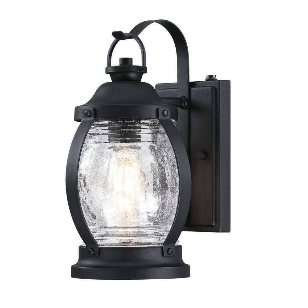 Westinghouse Canyon 1-Light Textured Black Outdoor Wall Mount Lantern with Clear Crackle Glass Dusk to Dawn Sensor 6120400