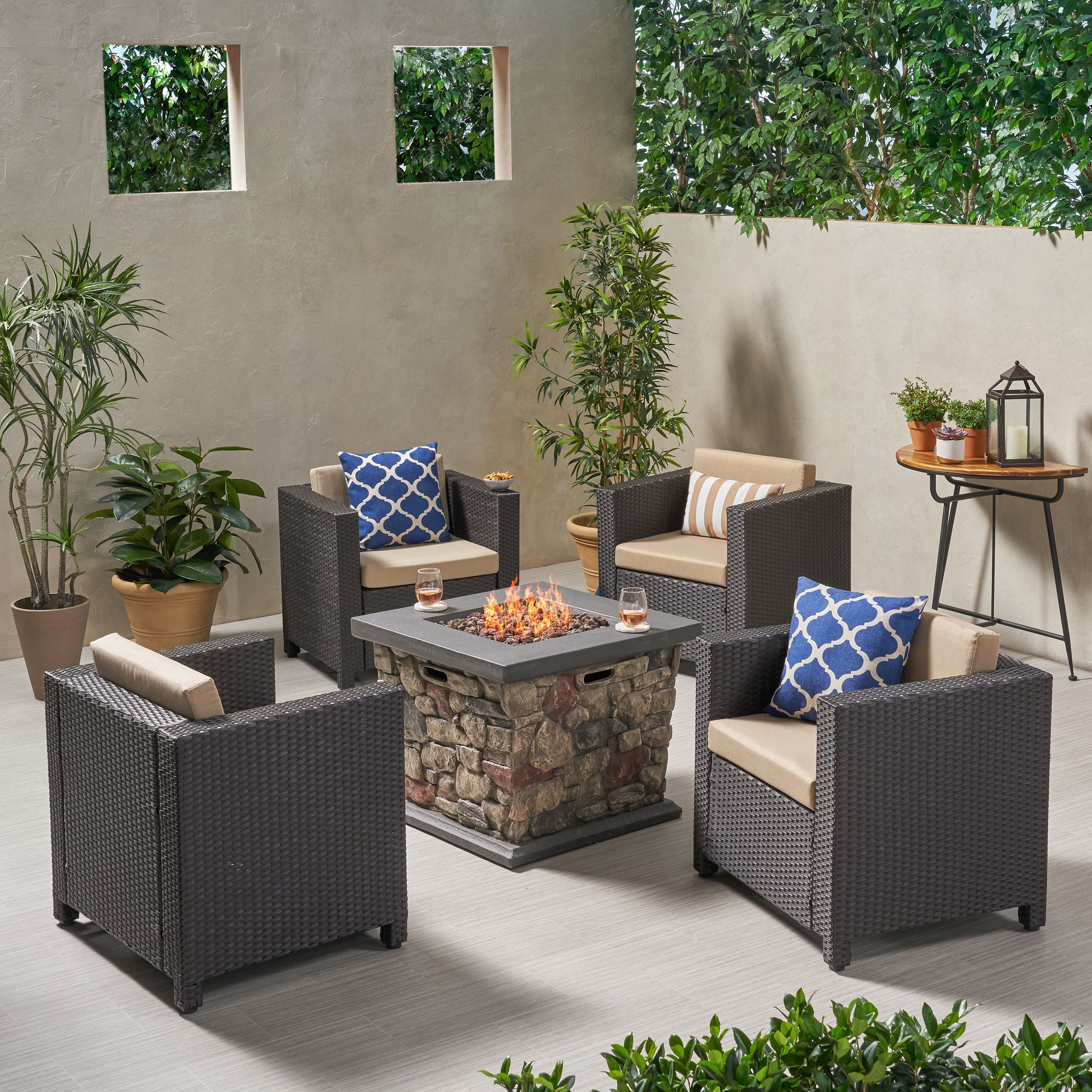 Venice 4-Seater Outdoor Fire Pit Chat Set