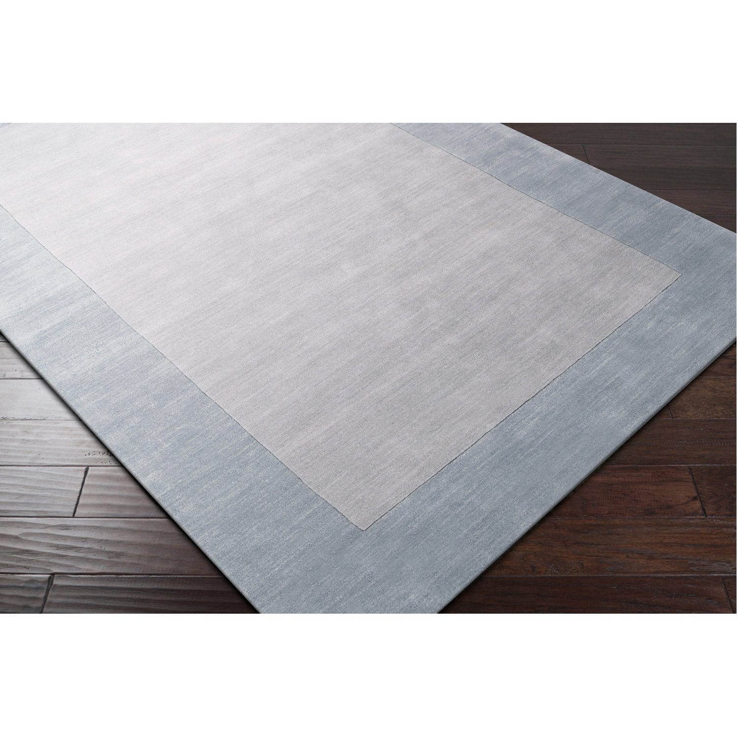 Mystique Collection Wool Area Rug in Slate Blue and Silvered Grey