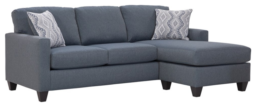 Pemberly Row Modern Sofa with Drop Down Table USB in Blue Finish   Transitional   Sectional Sofas   by Homesquare  Houzz