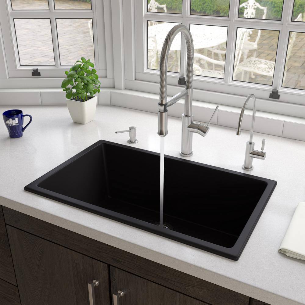 ALFI BRAND Black Matte Fireclay 30 in. Single Bowl Undermount Kitchen Sink AB3018UD-BM