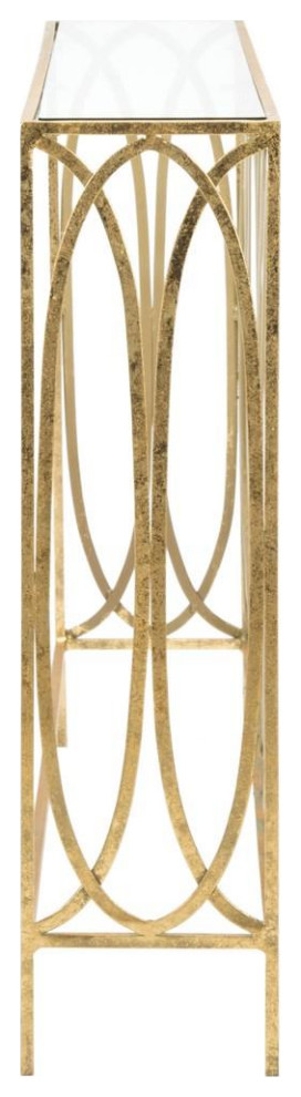 Pammy Oval Ringed Console Table Gold   Contemporary   Console Tables   by Peachtree Fine Furniture  Houzz