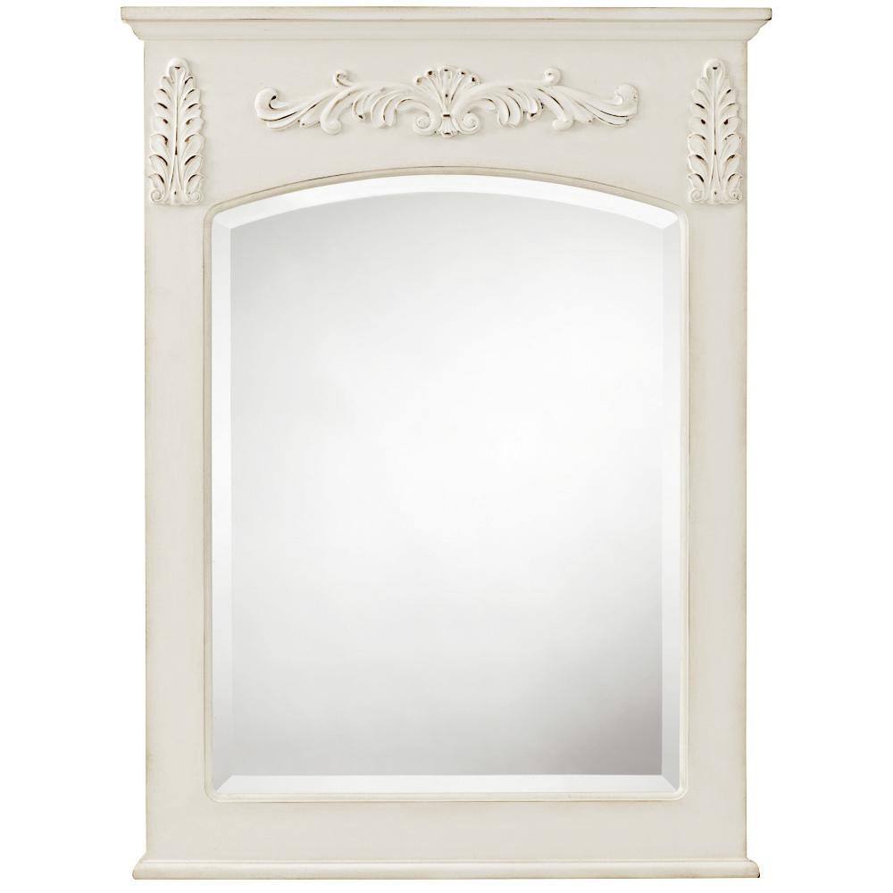 Home Decorators Collection 26 in. W x 35 in. H Framed Rectangular Bathroom Vanity Mirror in Antique White 1590400410