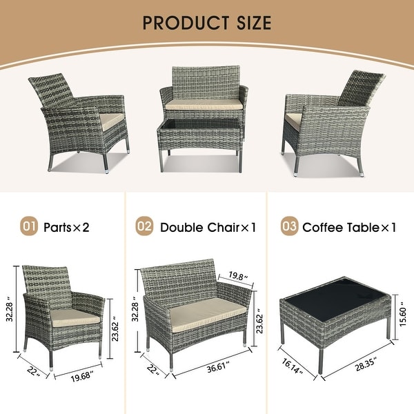 4 Piece Outdoor Patio Conversation Furniture