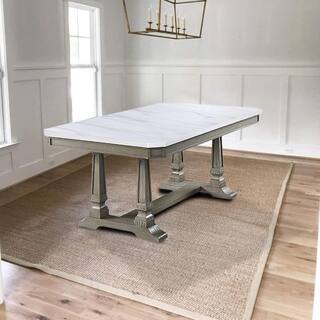 Acme Furniture Zumala Dining Table in Marble  Weathered Oak Finish 73260