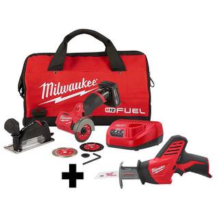 MW M12 FUEL 12V 3 in. Lithium-Ion Brushless Cordless Cut Off Saw Kit with M12 HACKZALL Reciprocating Saw 2522-21XC-2420-20