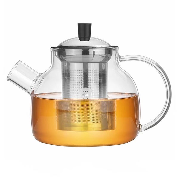 Borosilicate Glass 30.43 fl oz Teapot w/ Stainless Steel Strainer - 30.43 fl oz