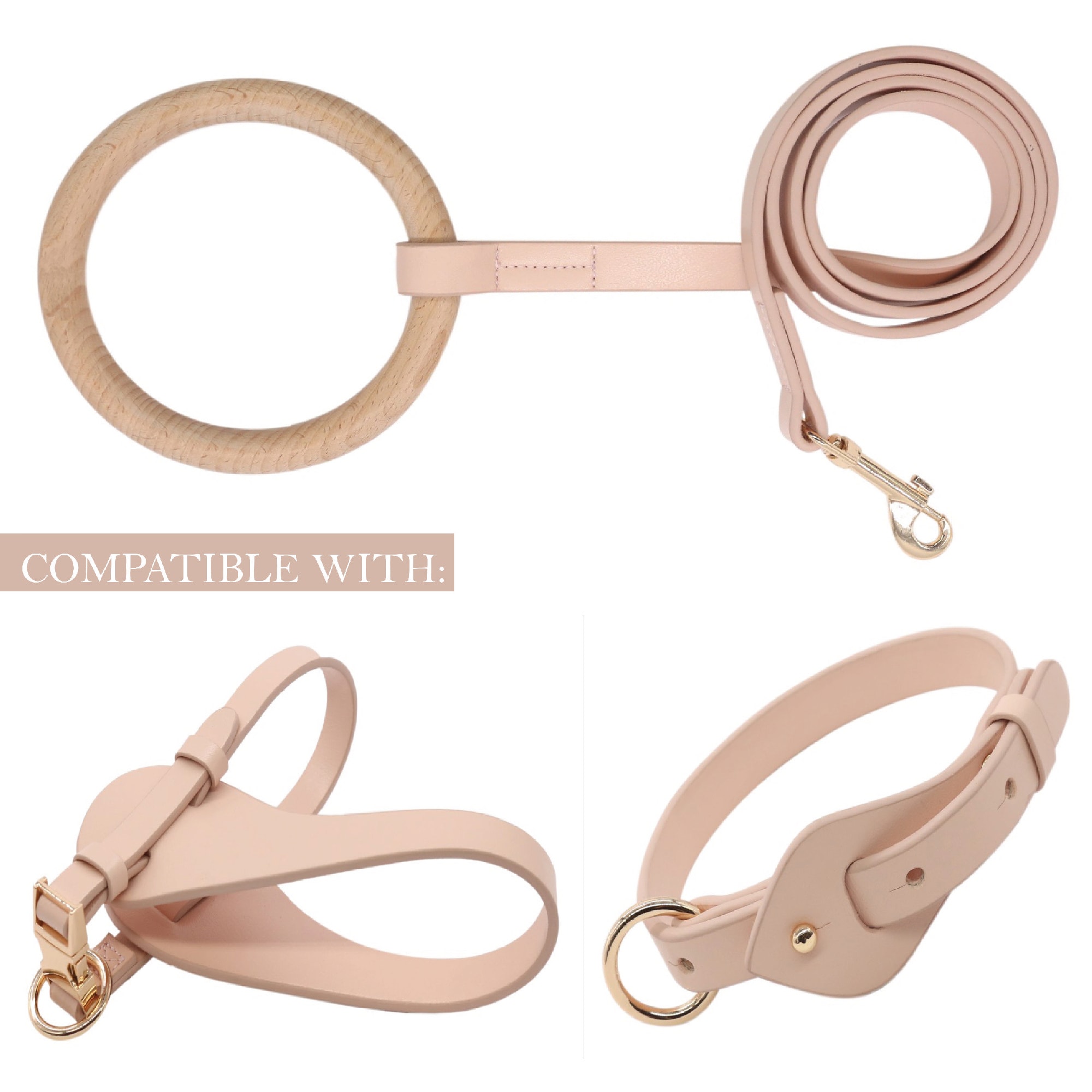 Pet Life Pink Ever-Craft Boutique Series Beechwood and Leather Designer Dog Leash， 4 ft.