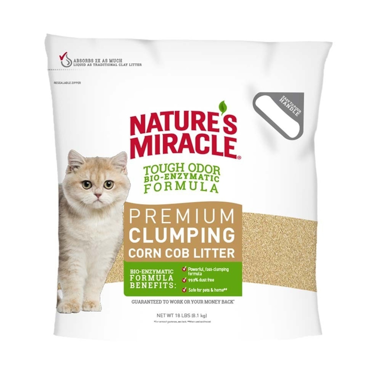 Nature's Miracle Premium Clumping Corn Cob Litter For Cats 18Lb Bag