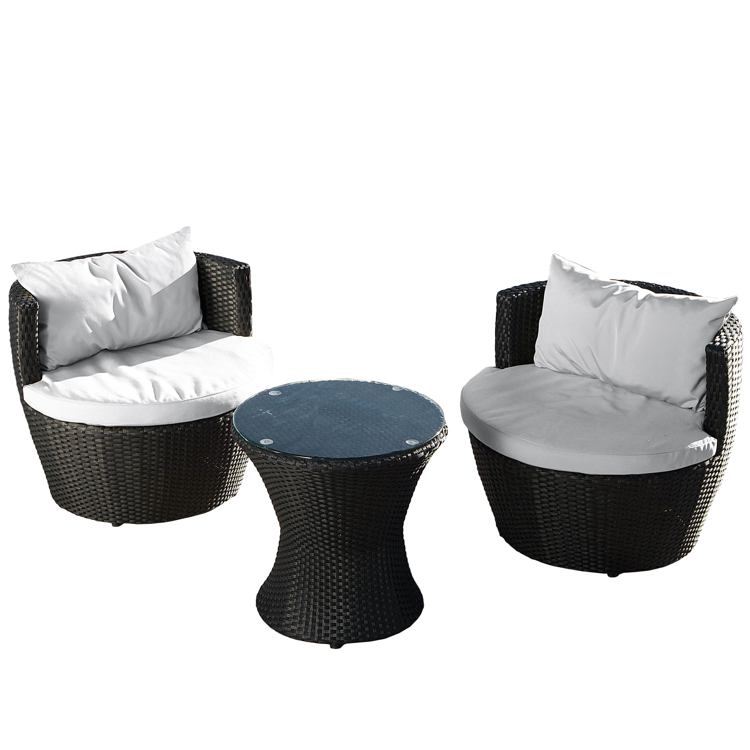 Pattaya 3pc Outdoor Black Wicker Chat Set