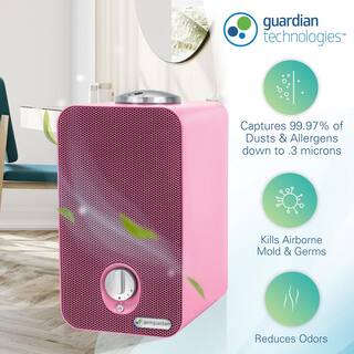 GermGuardian 4-in-1 Tabletop Nighttime Projector Air Purifier with HEPA filter for Small Rooms Pink AC4150PCA