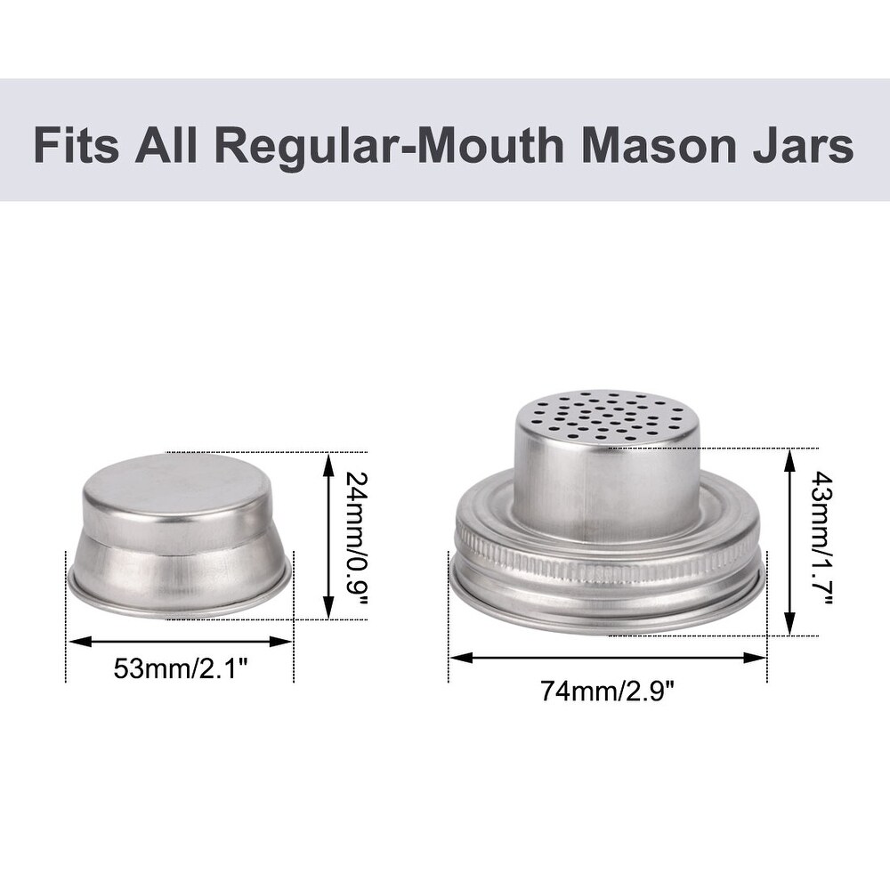 4 Pcs Stainless Steel Mason Jars Shaker Lid Regular Mouth Multi Purpose Cup Lid   Silver Tone