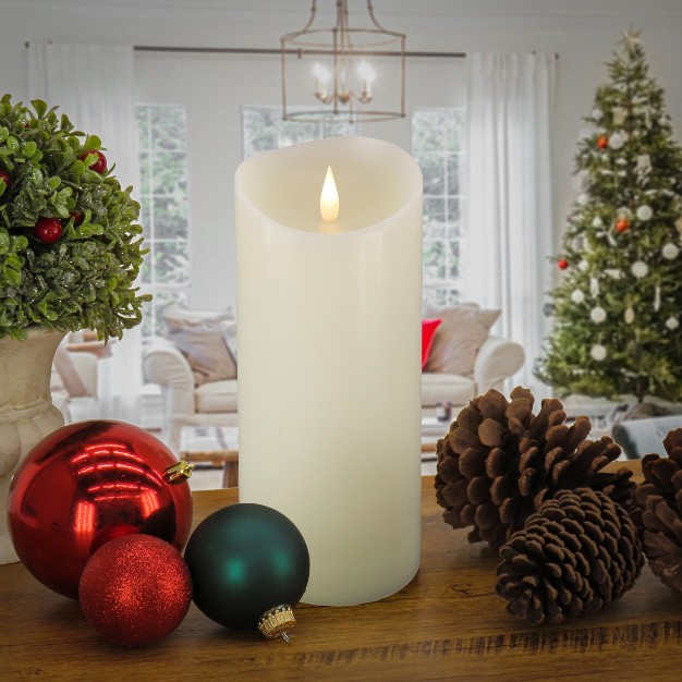 Hgtv Home Collection Heritage Real Motion Real Motion Flameless Candle With Remote Ivory With Warm White Led Lights Battery Powered 10 In