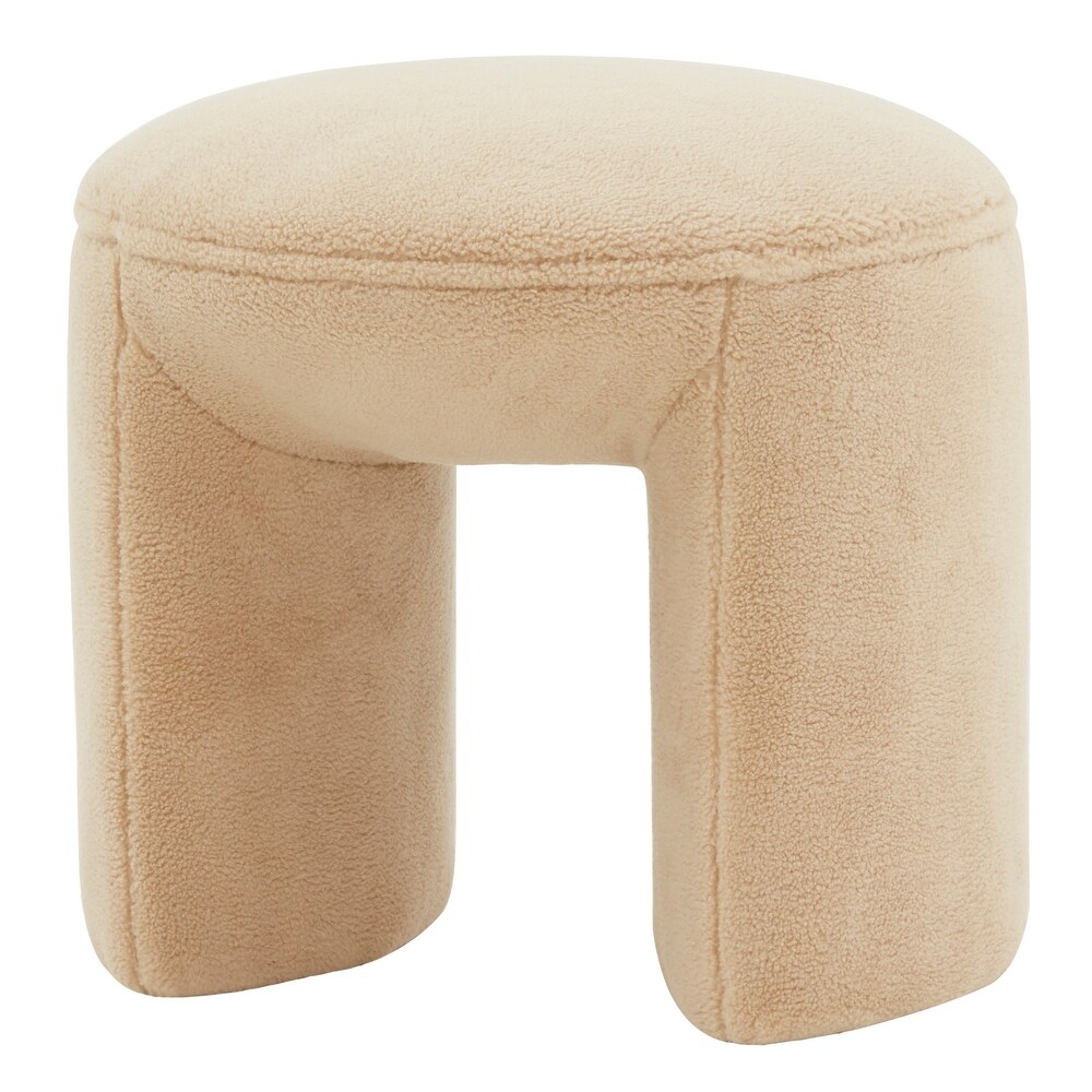 SAFAVIEH Couture Vivie Contemporary Faux Shearling Stool Ottoman