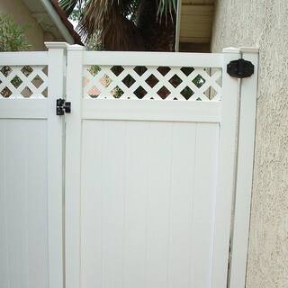 Weatherables Glenshire 5.4 ft. W x 6 ft. H White Vinyl Lattice Top Fence Gate Kit SWPRLAT1.36X65