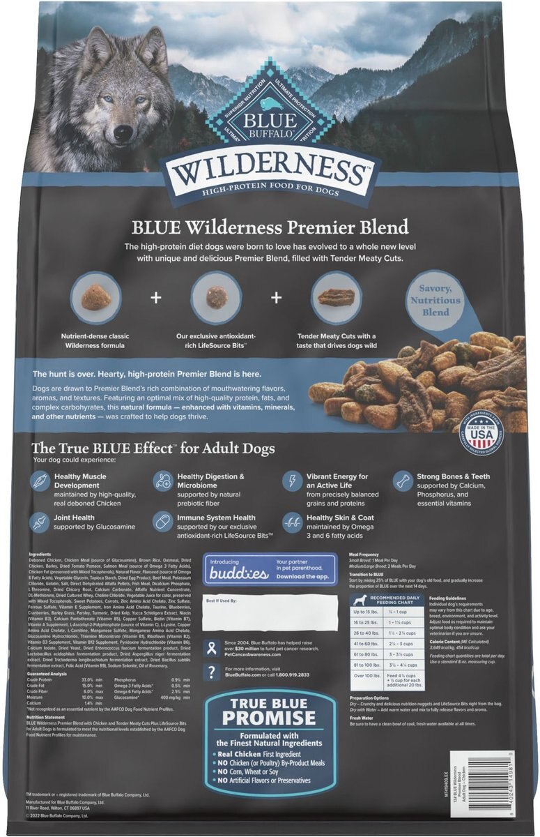 Blue Buffalo Blue Wilderness Premier Blend with Meaty Cuts Chicken Adult Dry Dog Food