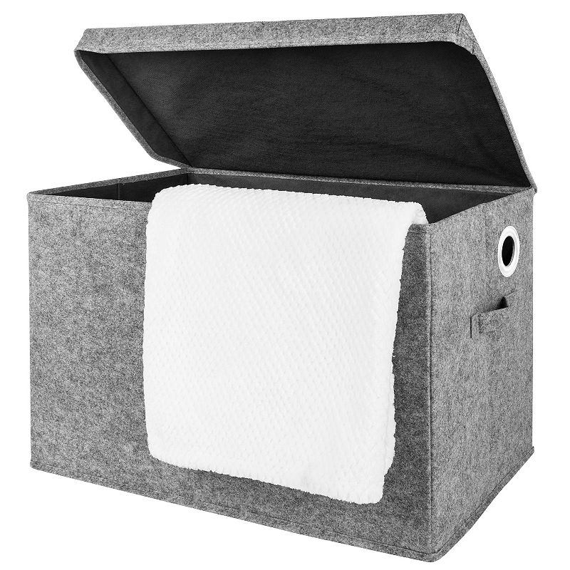 Sammy and Lou Light Gray Solid Color Felt Toy Box