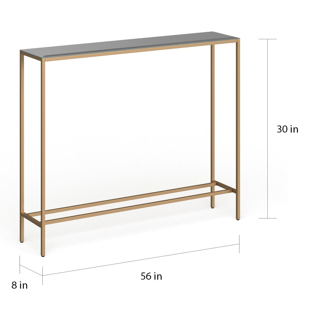 SEI Furniture Ham Long Narrow Console Table with Mirrored Top