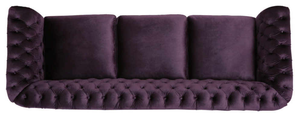 GDF Studio Vita Chesterfield Tufted Jewel Toned Velvet Sofa With Scroll Arms   Traditional   Sofas   by GDFStudio  Houzz