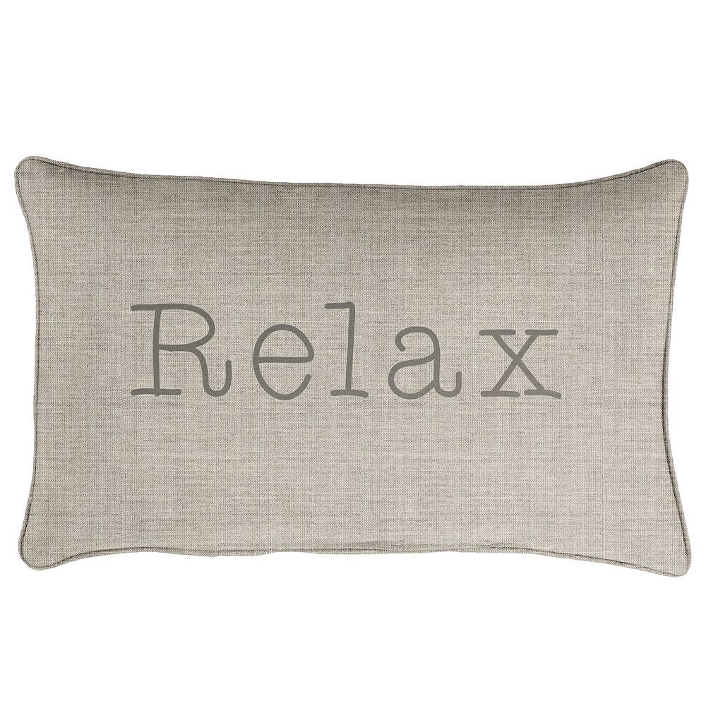 13 x 20 Silver Gray Rectangular Relax Sunbrella Indoor and Outdoor Embroidered Lumbar Pillow