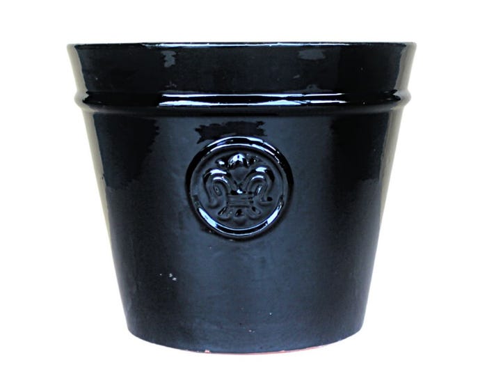 Fleur de Lis Planter， Glossy Black， Large - GC0580GBL