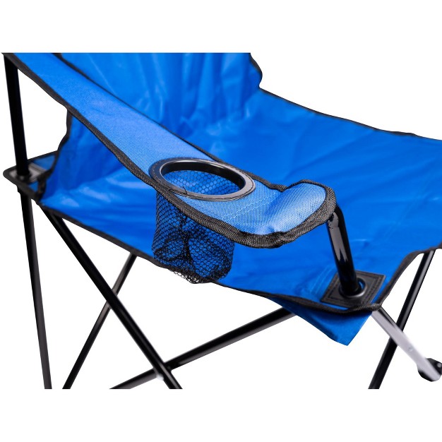 Lexi Home Blue Folding Chair With Cup Holder And Carry Bag