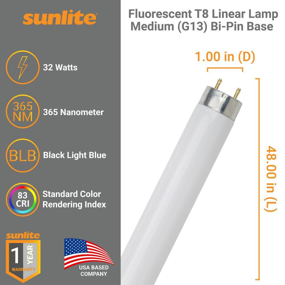 Sunlite 4 ft. 32-Watt Linear Fluorescent Tube Light Bulb 5000K Black (30-Pack) HD02592-30