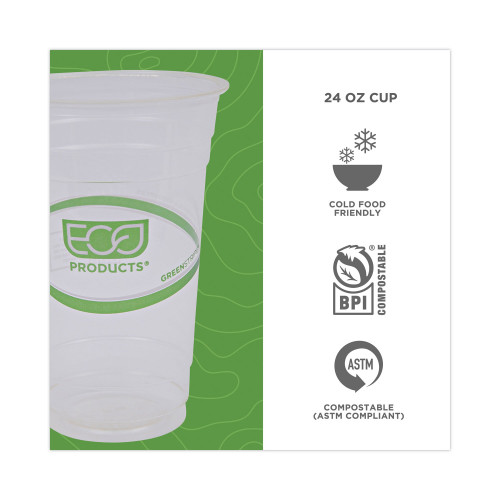 Eco-Products GreenStripe Renewable and Compostable PLA Cold Cups， 24 oz， 50/Pack， 20 Packs/Carton (EPCC24GS)