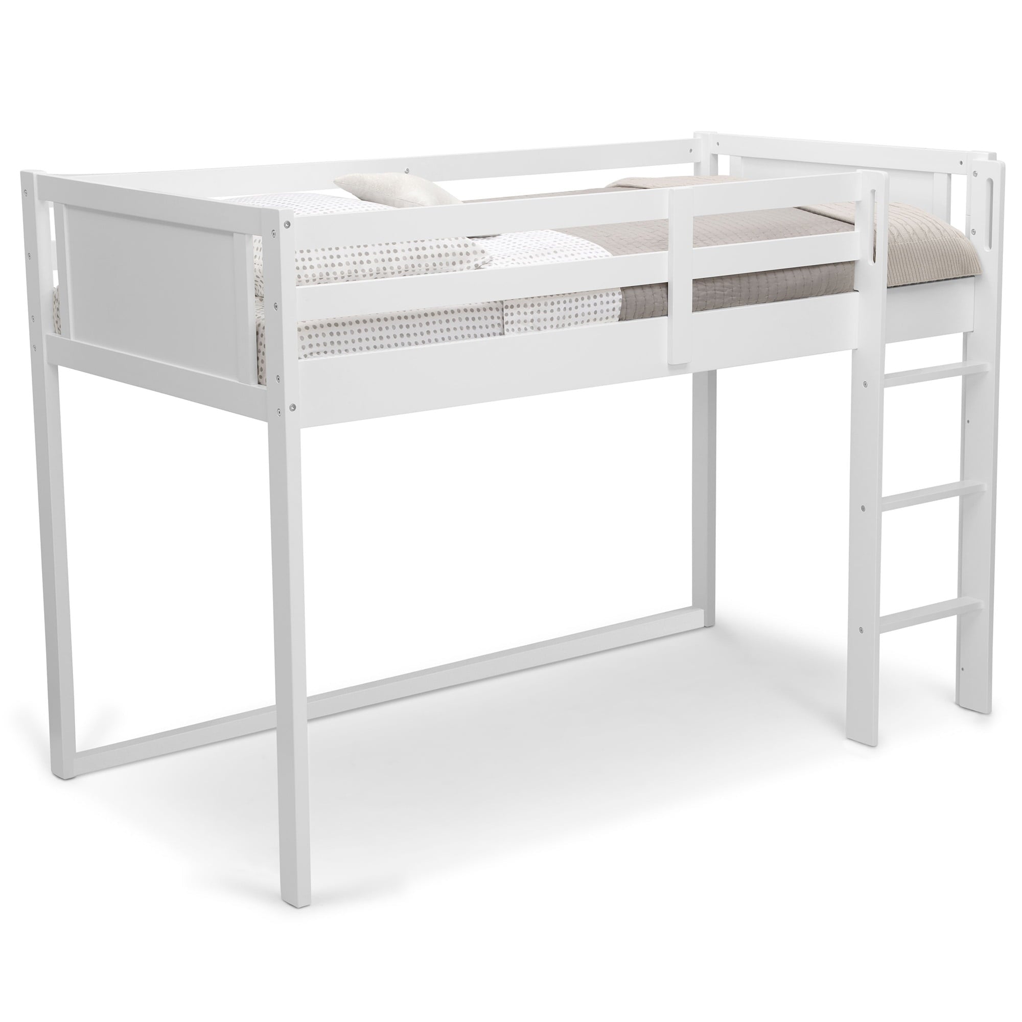 Delta Children Twin Loft Bed with Guardrail and Ladder (Coordinates with Disney Princess & JoJo Siwa Tents Sold Separately), White