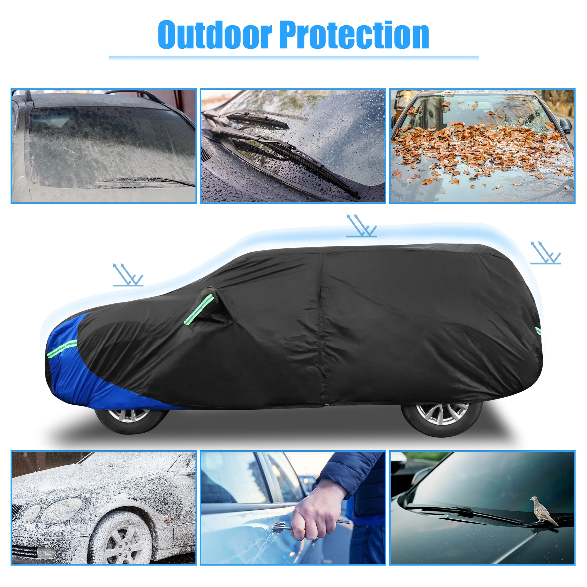 Unique Bargains YL Car Cover All Weather for Car Outdoor Rain Sun Protection Universal Fit for SUV 182