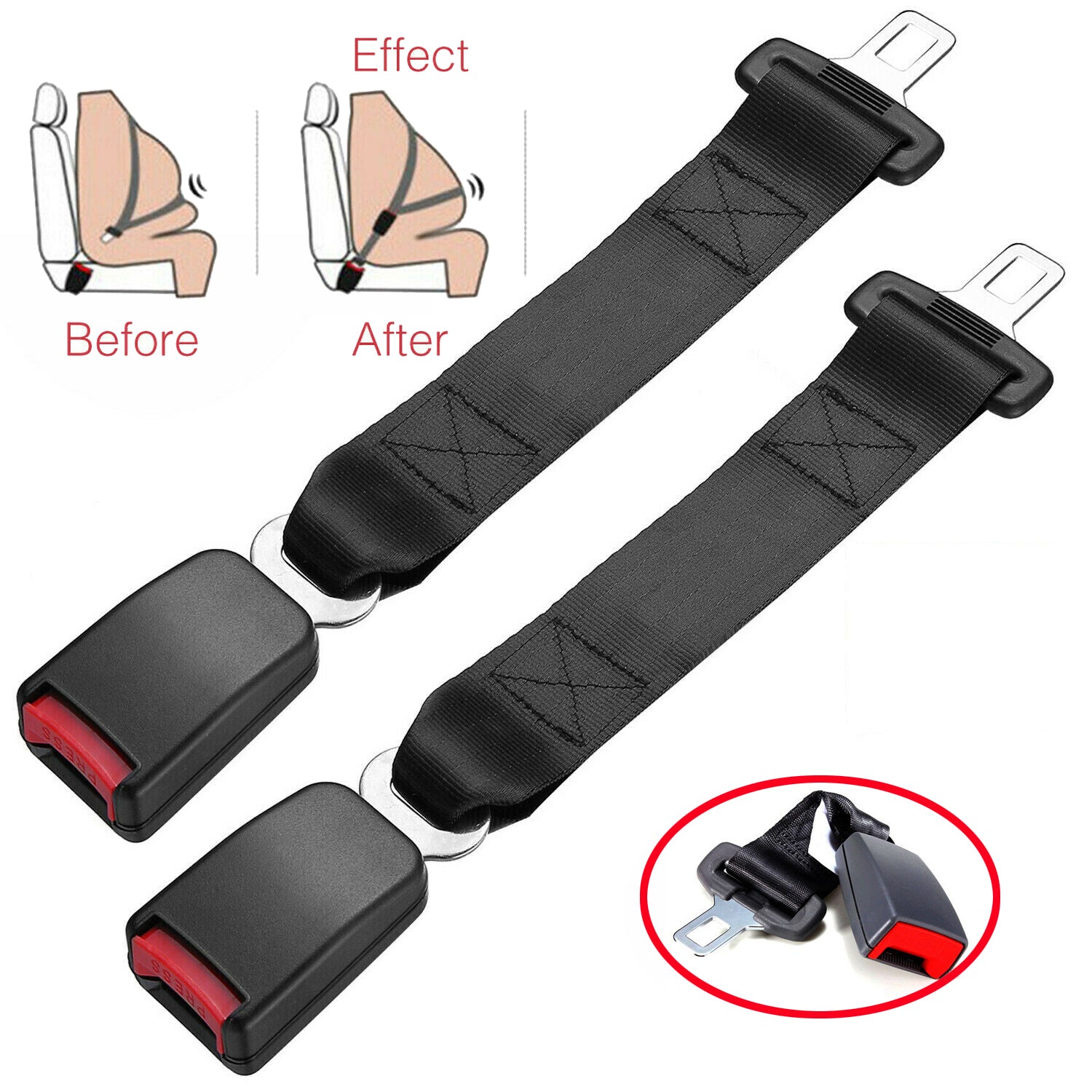 HOTSYSTEM Seat Belt Extender， 2pcs Car Buckle Extender (7/8