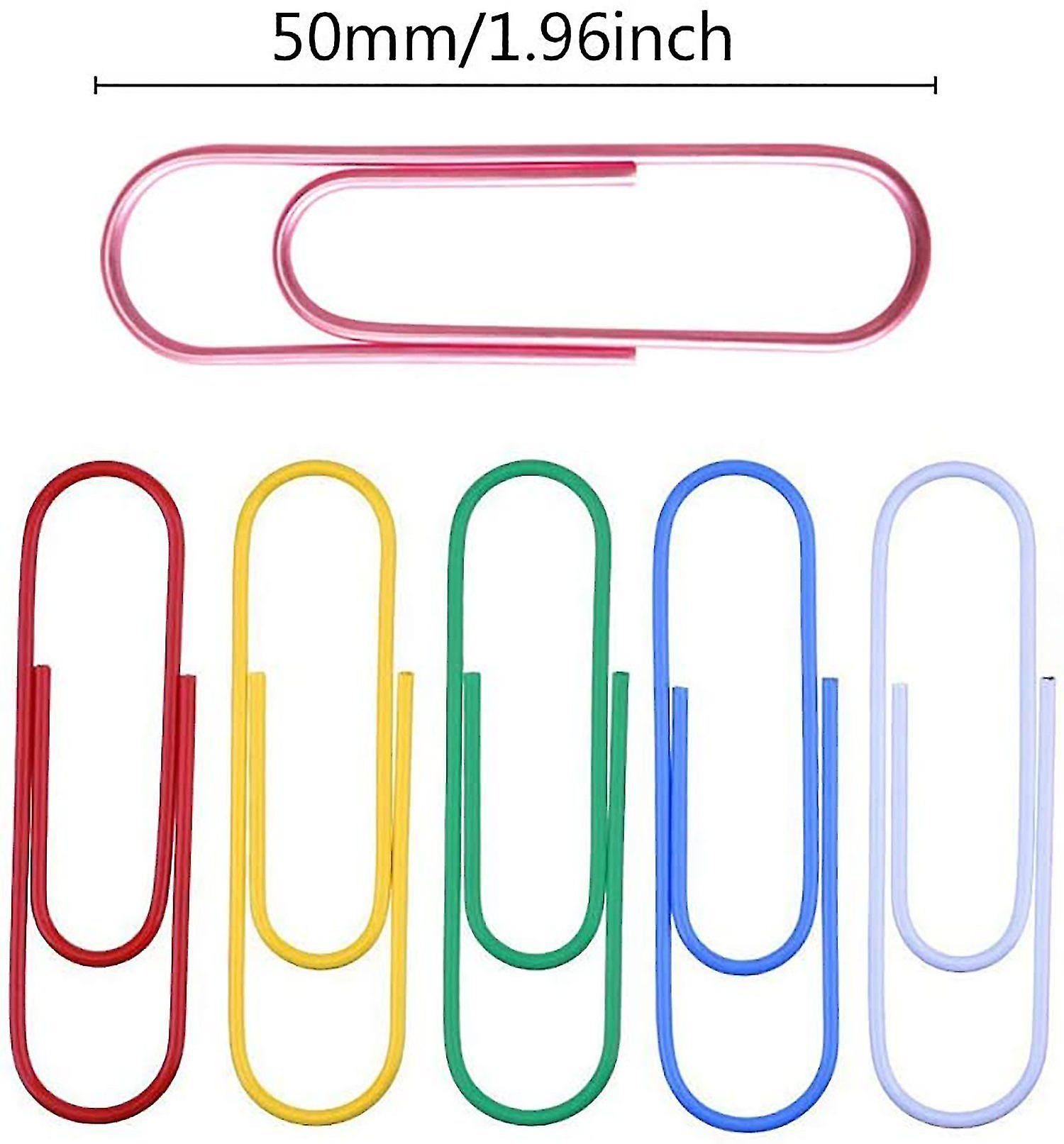 Colorful Paper Clips， 300pcs Mixed Colors Paper Clips With Plastic Box， 50mm Paper Clips， Colorful Paper Clips， 6 Colors