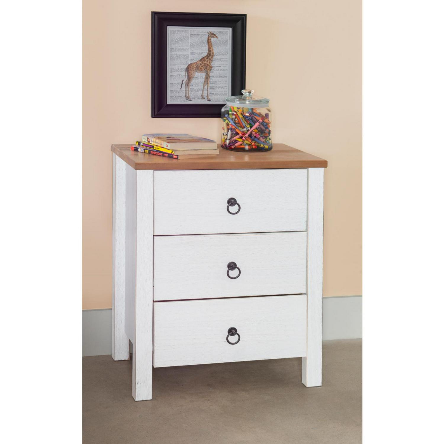 Anson 3Drawer Chest Rustic White and Brown  Crowdfused